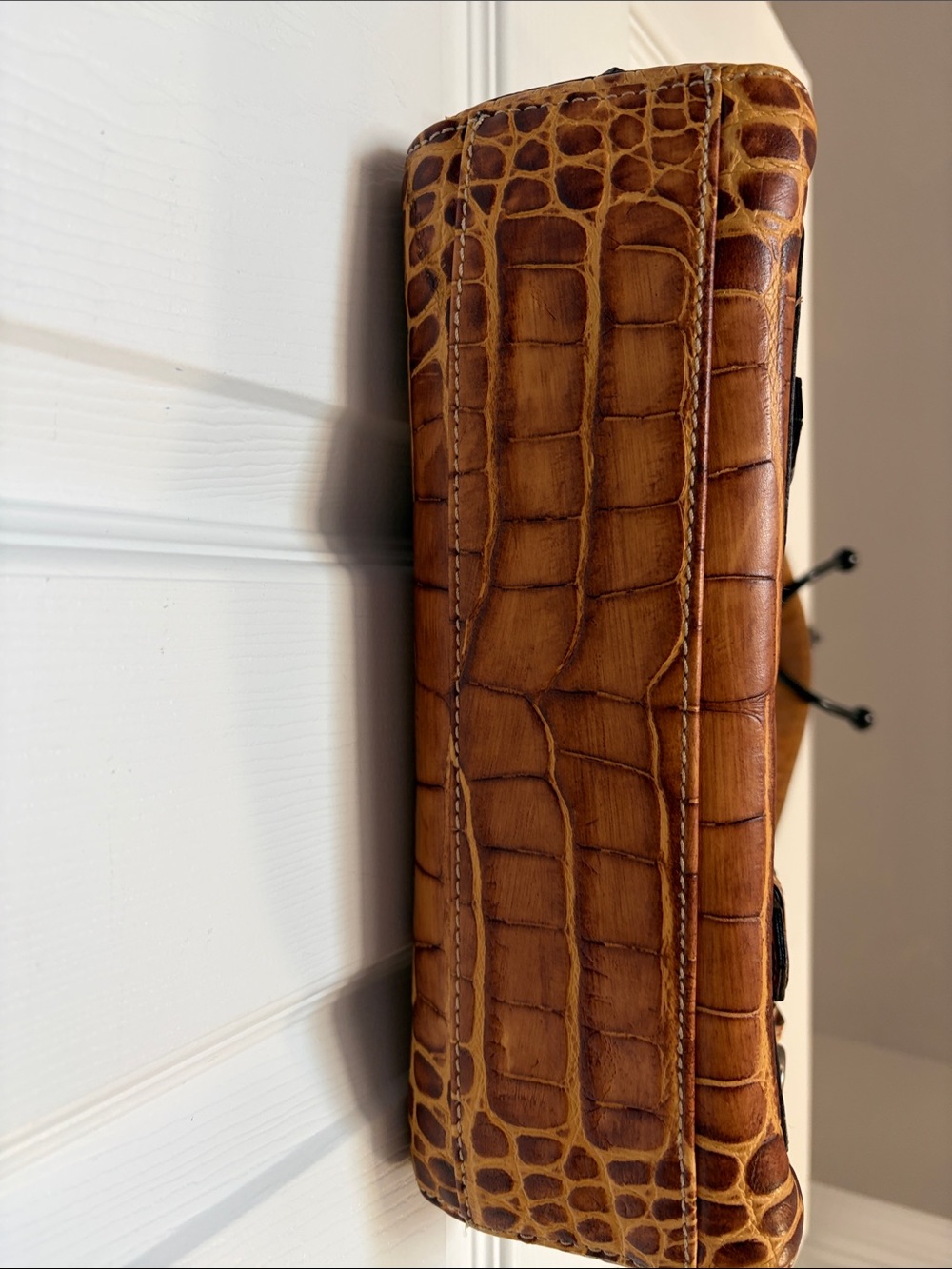 Dooney & Bourke Brown Croc-Embossed Leather Shoulder Bag - Picture 5 of 13